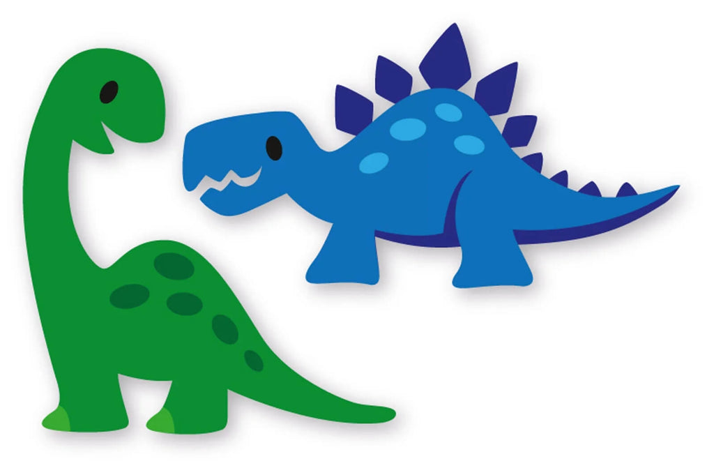 Ein Paar blauer und grüner Dinosaurier von Marianne Design, perfekt für Bastelprojekte, die das Schneiden von Schablonen erfordern.