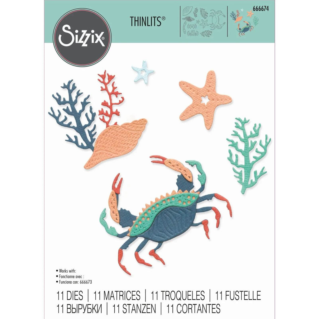 Das Sizzix • Thinlits Die Set Ocean Medley 11-teilig enthält bezaubernde Formen von Krabben, Seesternen, Korallen und Muscheln und verleiht Ihren Projekten Meereszauber. Lassen Sie Ihrer Kreativität mit diesen bezaubernden Designs von Sizzix freien Lauf!